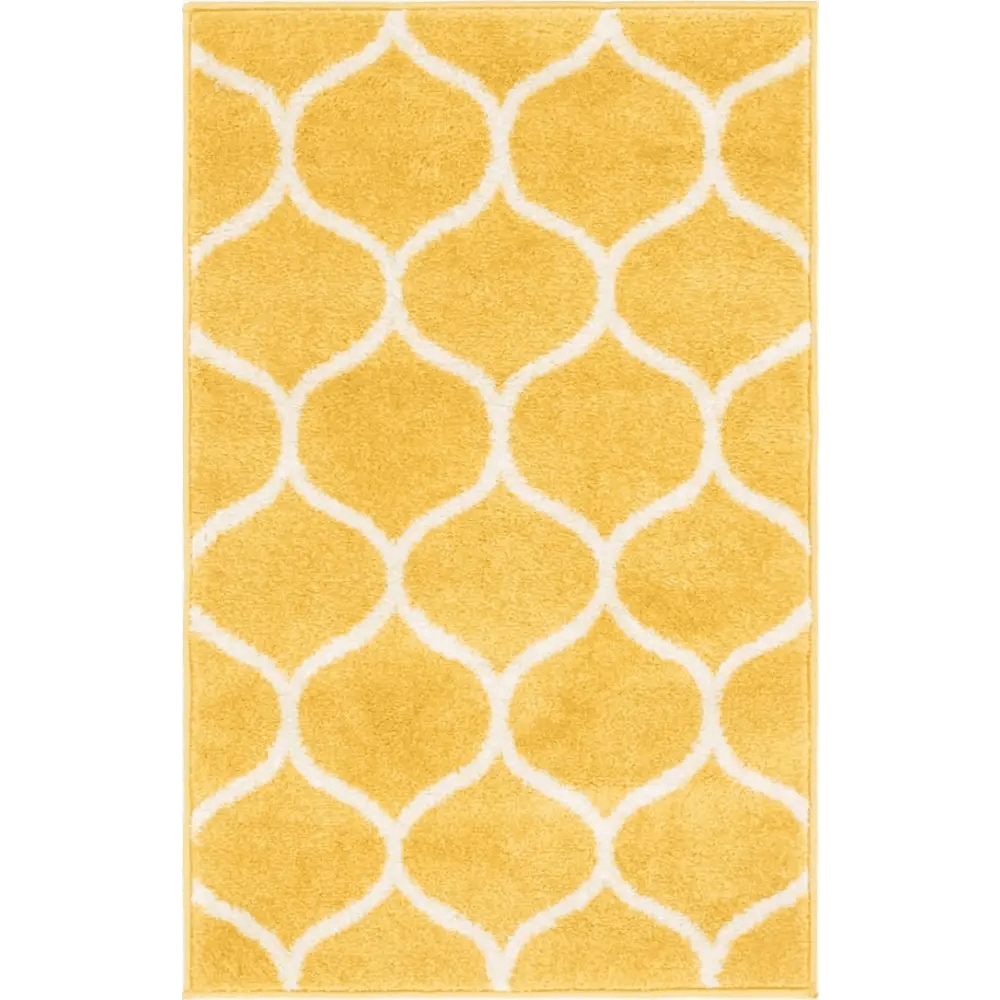 Geometric rounded trellis frieze rug (rectangular)