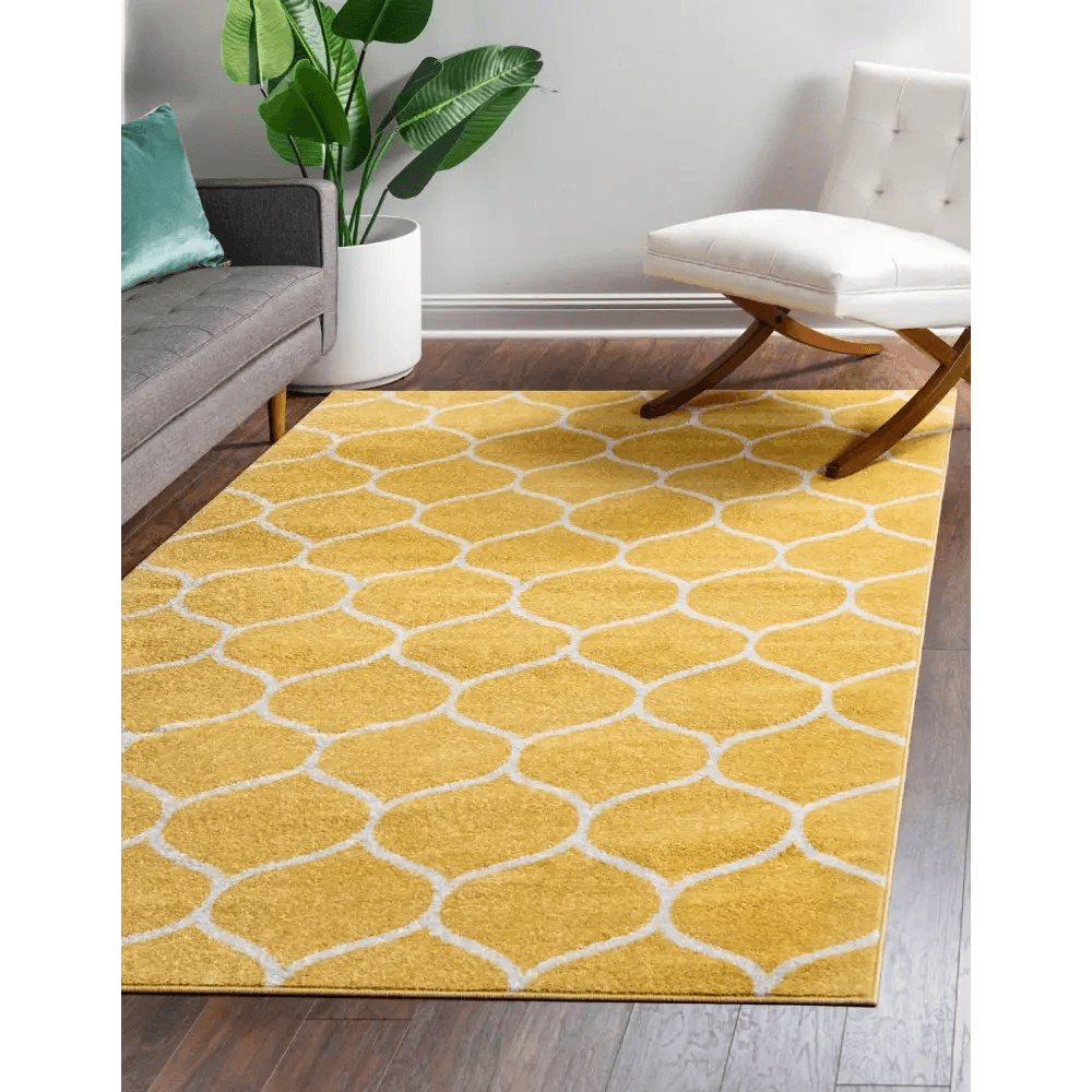 Geometric rounded trellis frieze rug (rectangular)