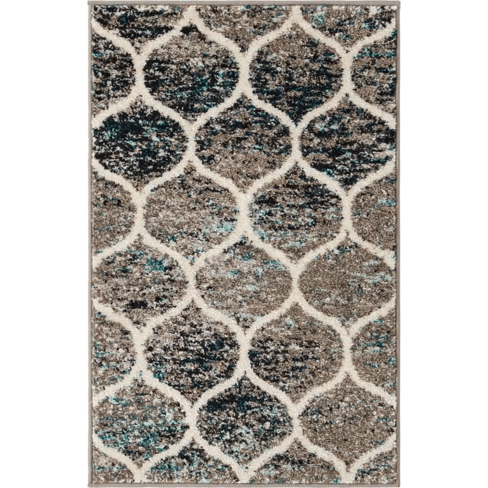 Geometric rounded trellis frieze rug (rectangular)