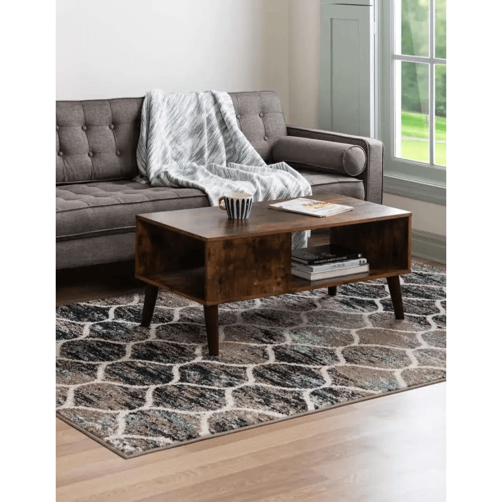 Geometric rounded trellis frieze rug (rectangular)