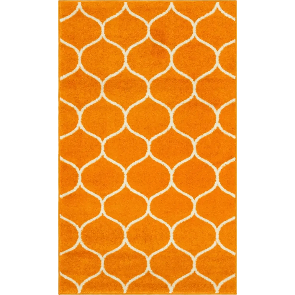 Geometric rounded trellis frieze rug (rectangular)