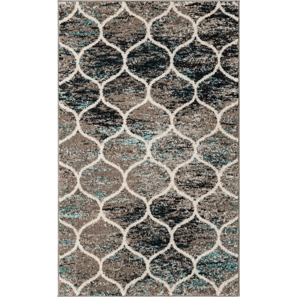 Geometric rounded trellis frieze rug (rectangular)