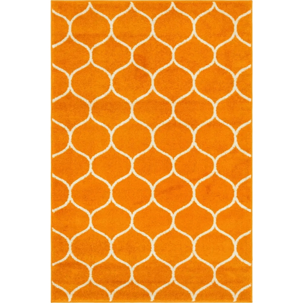 Geometric rounded trellis frieze rug (rectangular)