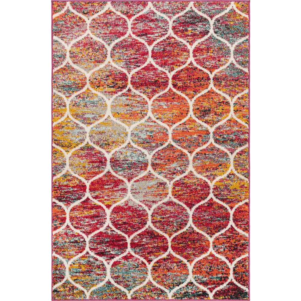 Geometric rounded trellis frieze rug (rectangular)