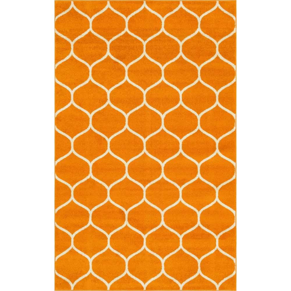 Geometric rounded trellis frieze rug (rectangular)