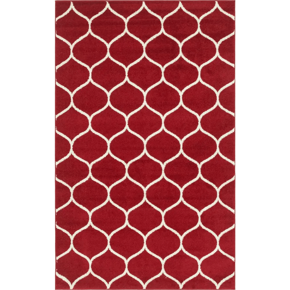 Geometric rounded trellis frieze rug (rectangular)