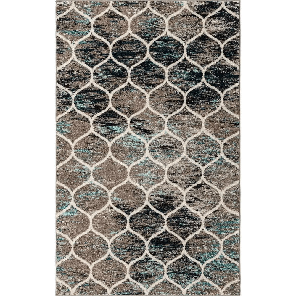 Geometric rounded trellis frieze rug (rectangular)