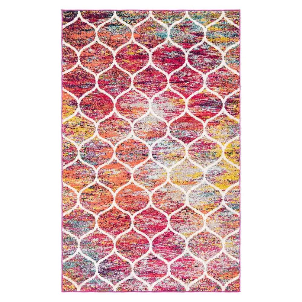 Geometric rounded trellis frieze rug (rectangular)