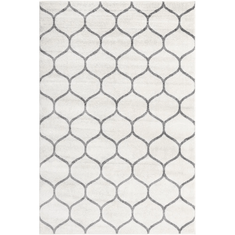 Geometric rounded trellis frieze rug (rectangular)