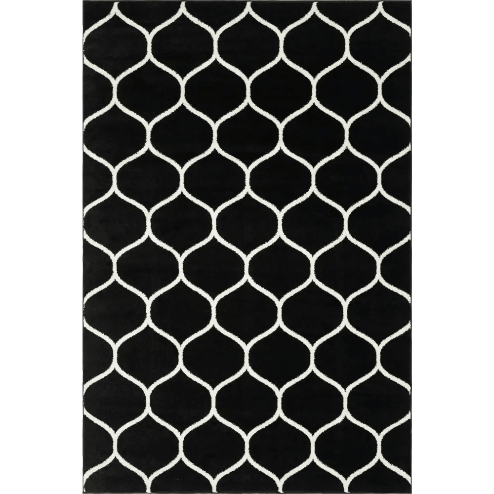 Geometric rounded trellis frieze rug (rectangular)