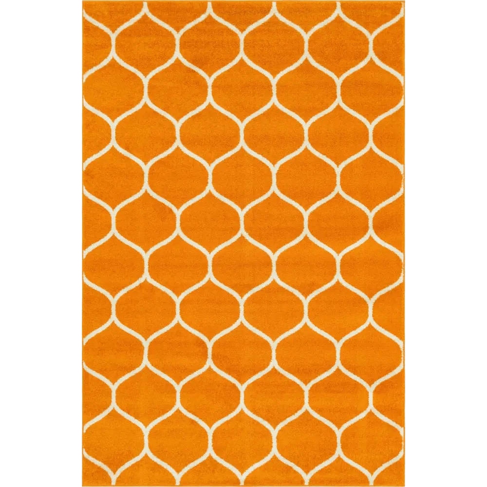 Geometric rounded trellis frieze rug (rectangular)