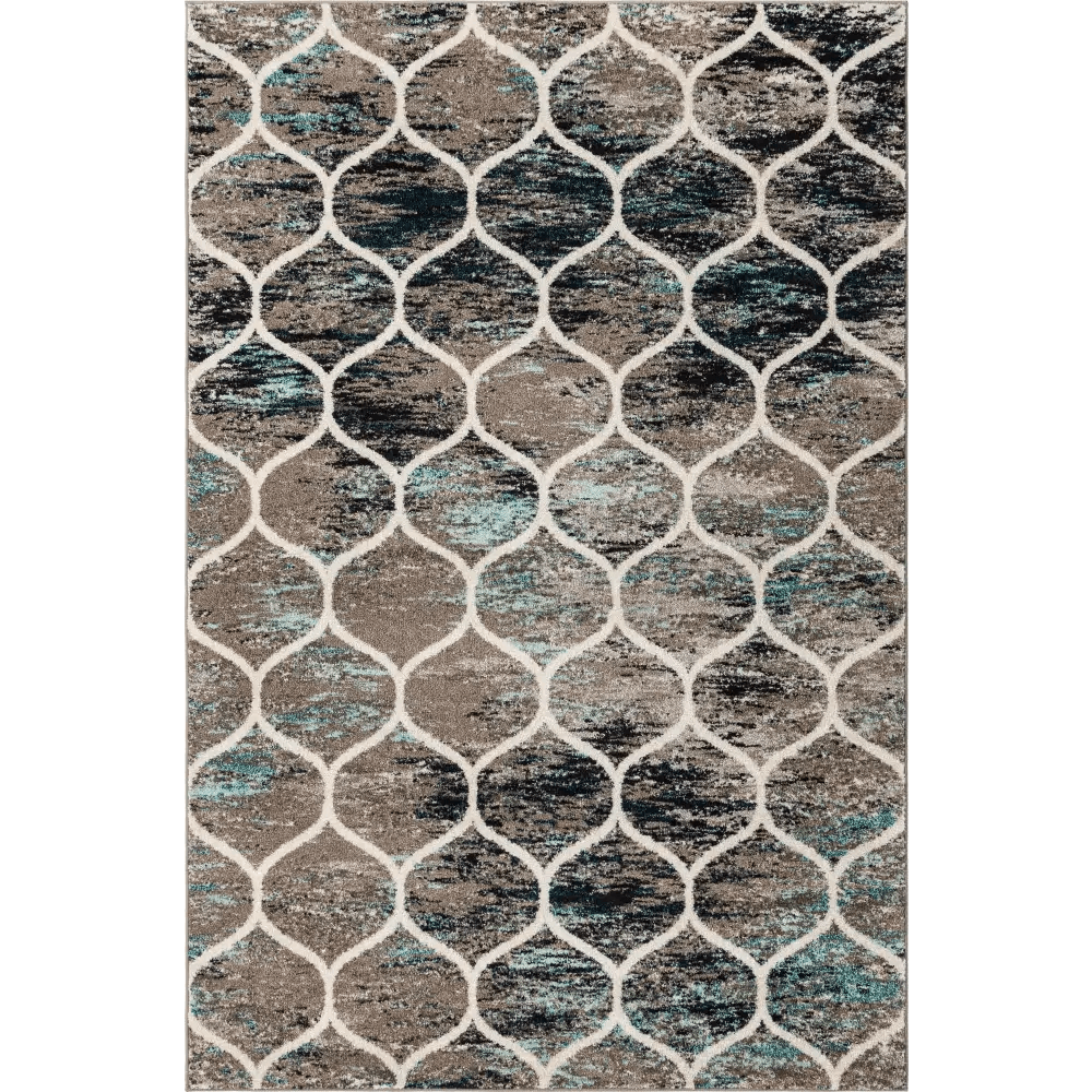 Geometric rounded trellis frieze rug (rectangular)