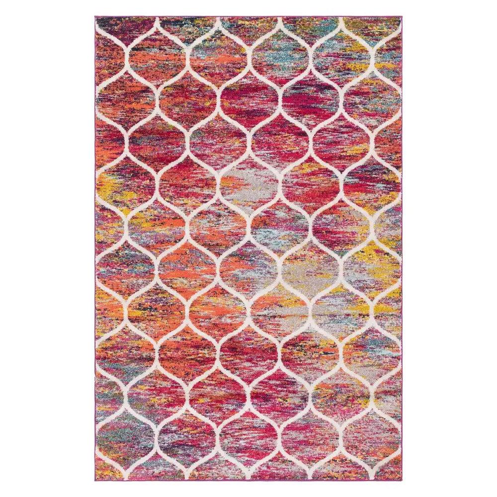 Geometric rounded trellis frieze rug (rectangular)