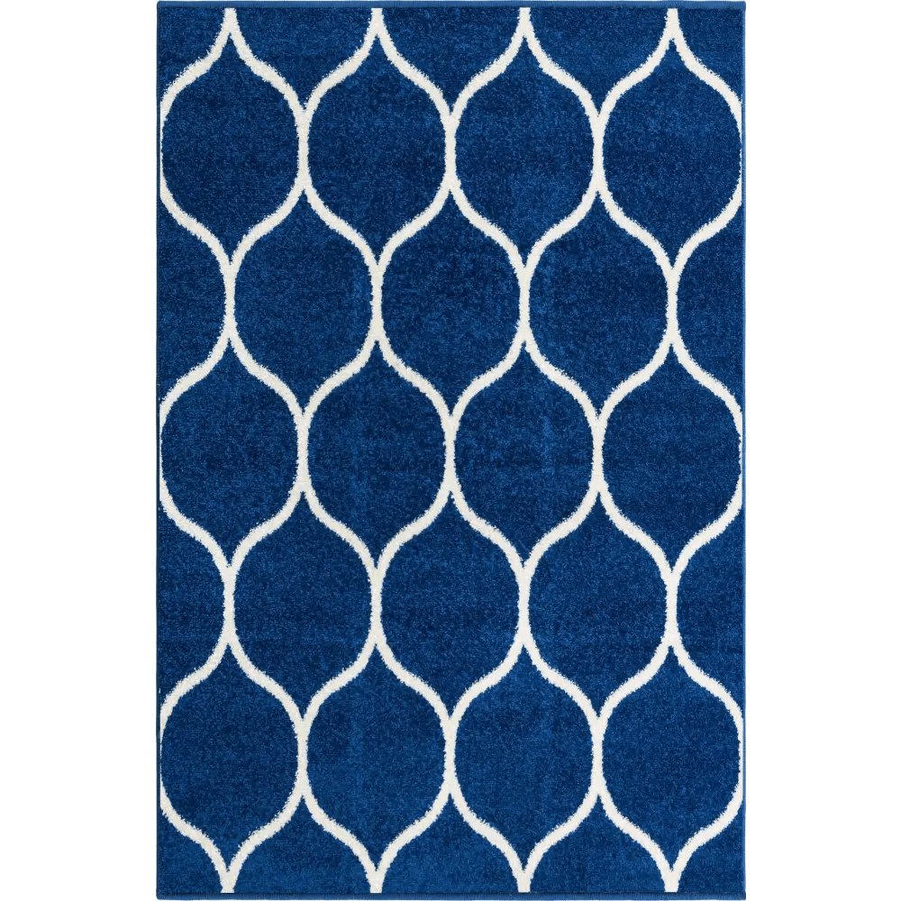 Geometric rounded trellis frieze rug (rectangular)