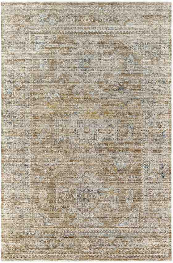 Gilda Traditional Golden Brown/Ivory Washable Area Rug