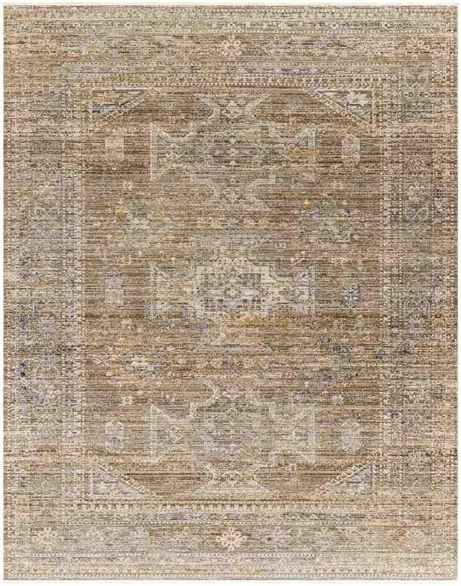 Gilda Traditional Golden Brown/Ivory Washable Area Rug