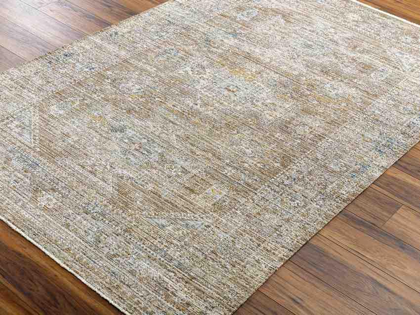 Gilda Traditional Golden Brown/Ivory Washable Area Rug