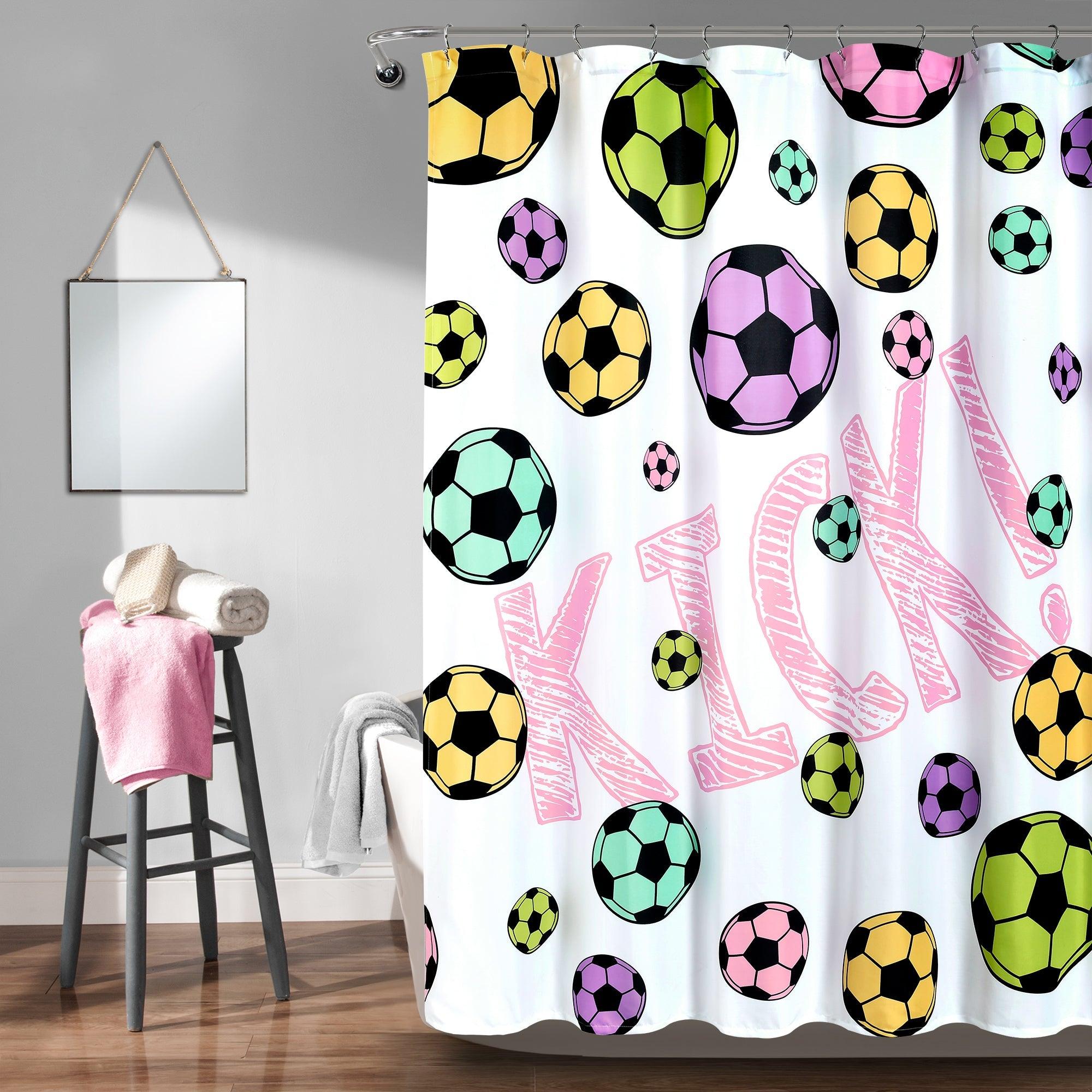 Girls Soccer Kick Shower Curtain