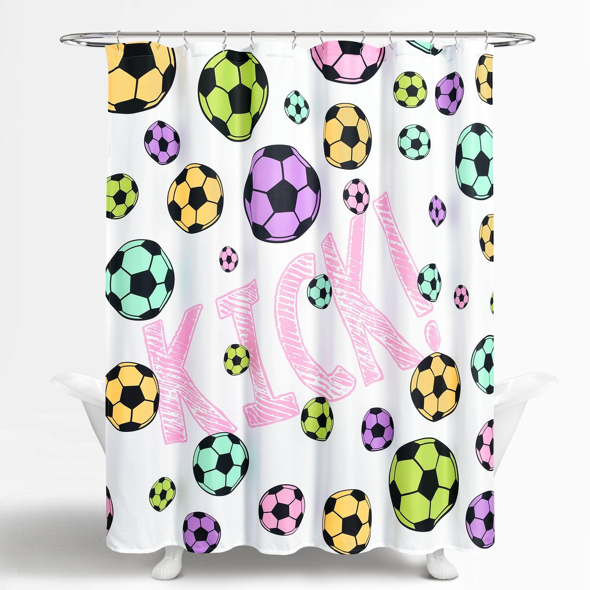 Girls Soccer Kick Shower Curtain