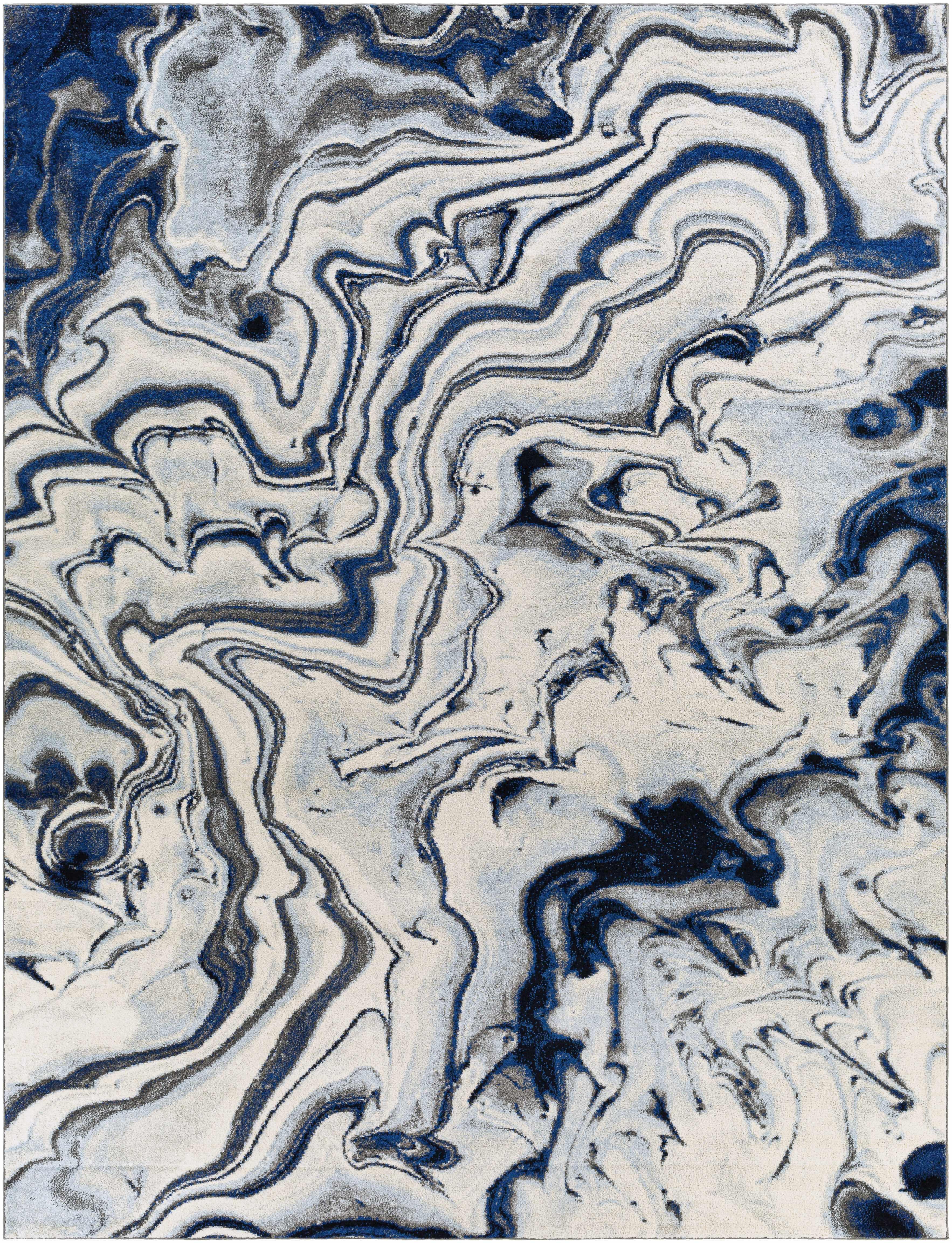 Glendon Cream Blue Marble Rug