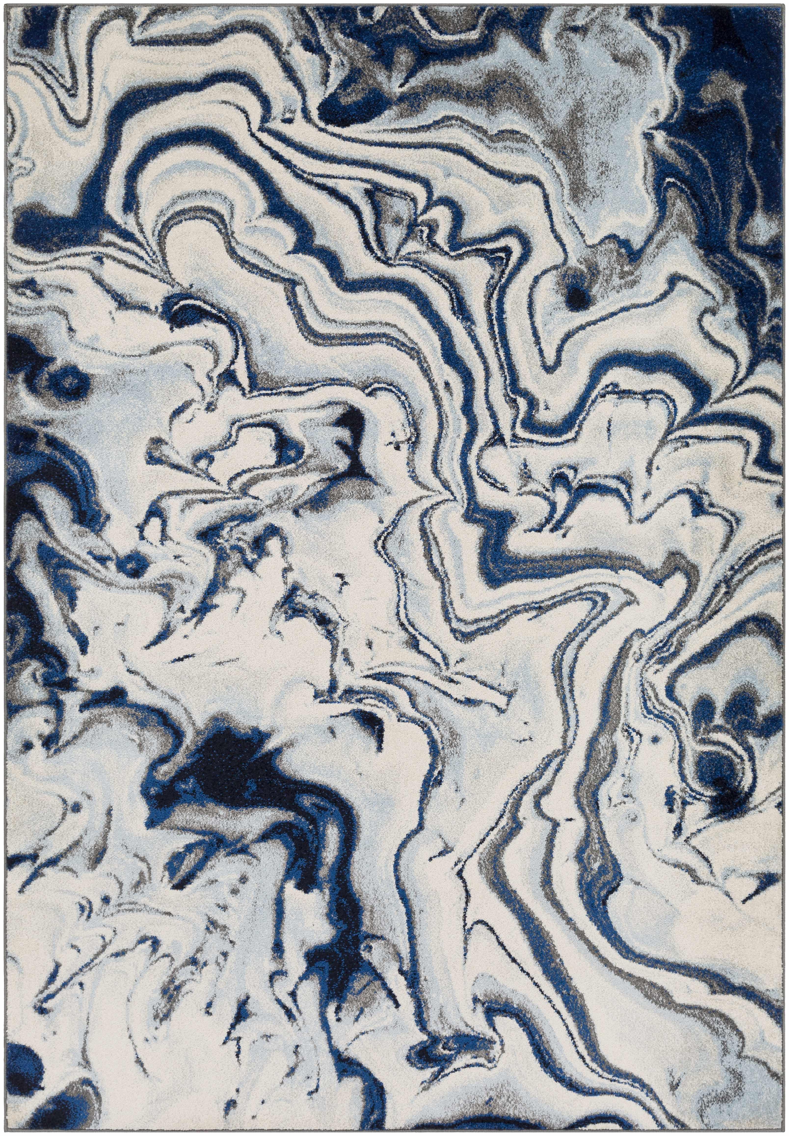 Glendon Cream Blue Marble Rug