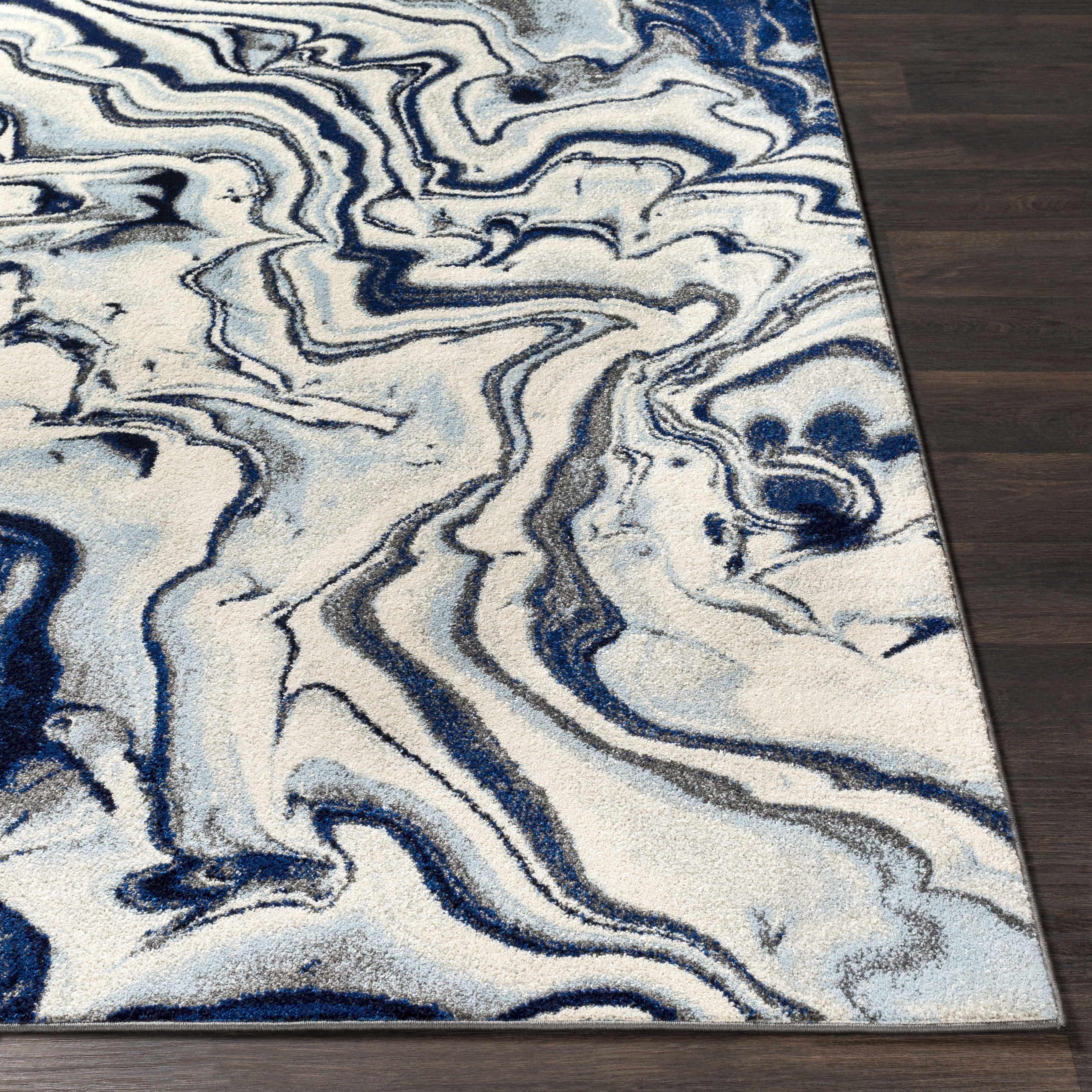 Glendon Cream Blue Marble Rug