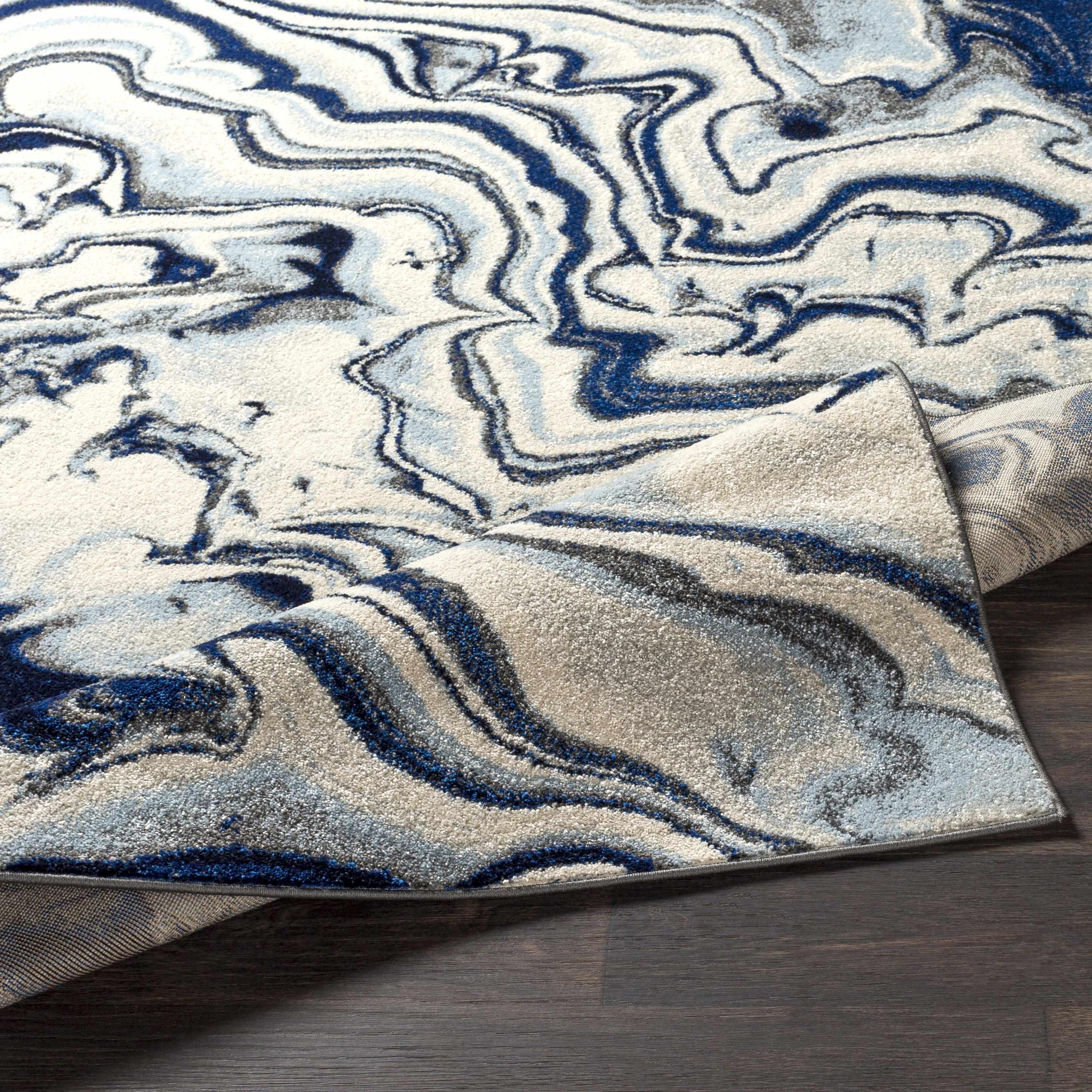 Glendon Cream Blue Marble Rug