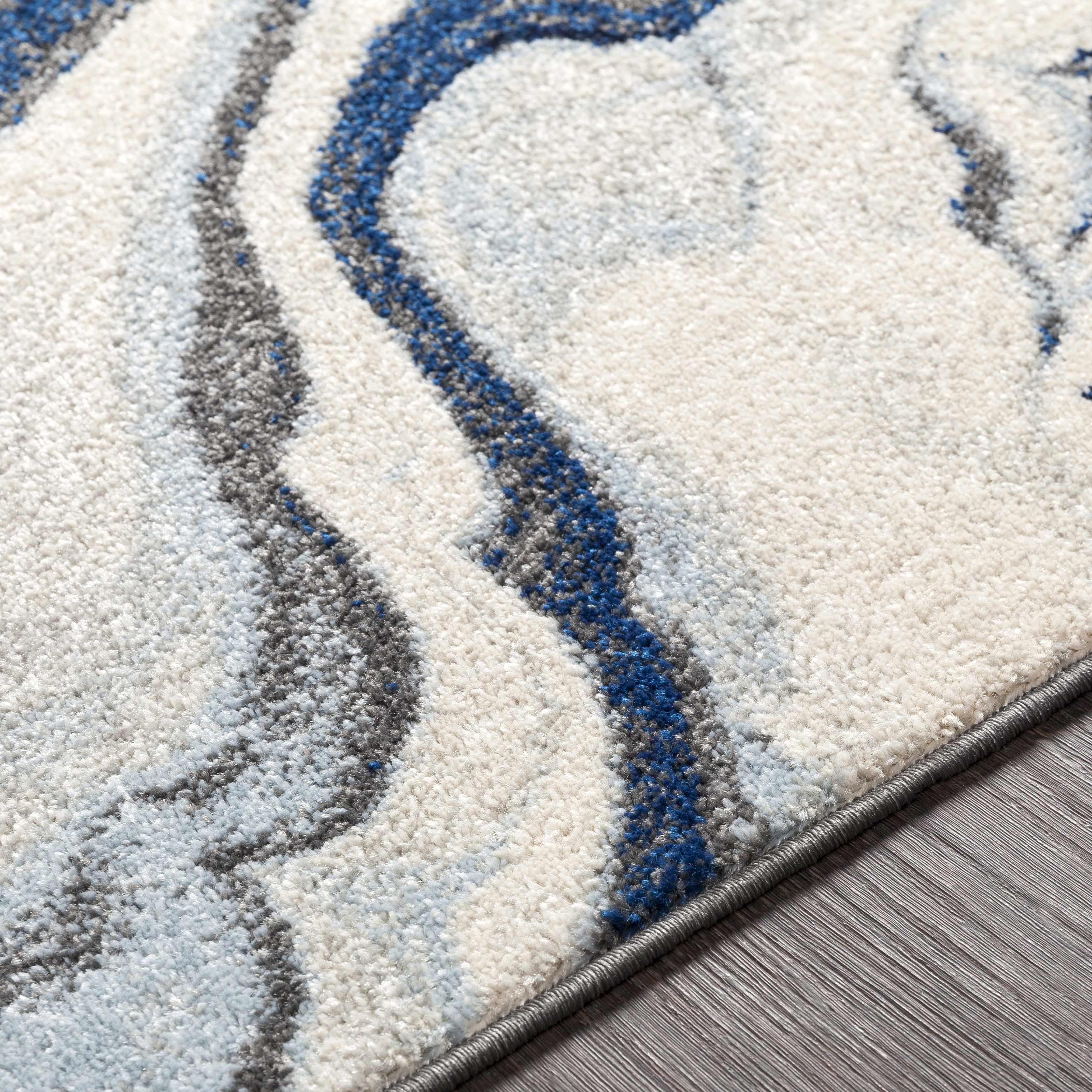 Glendon Cream Blue Marble Rug