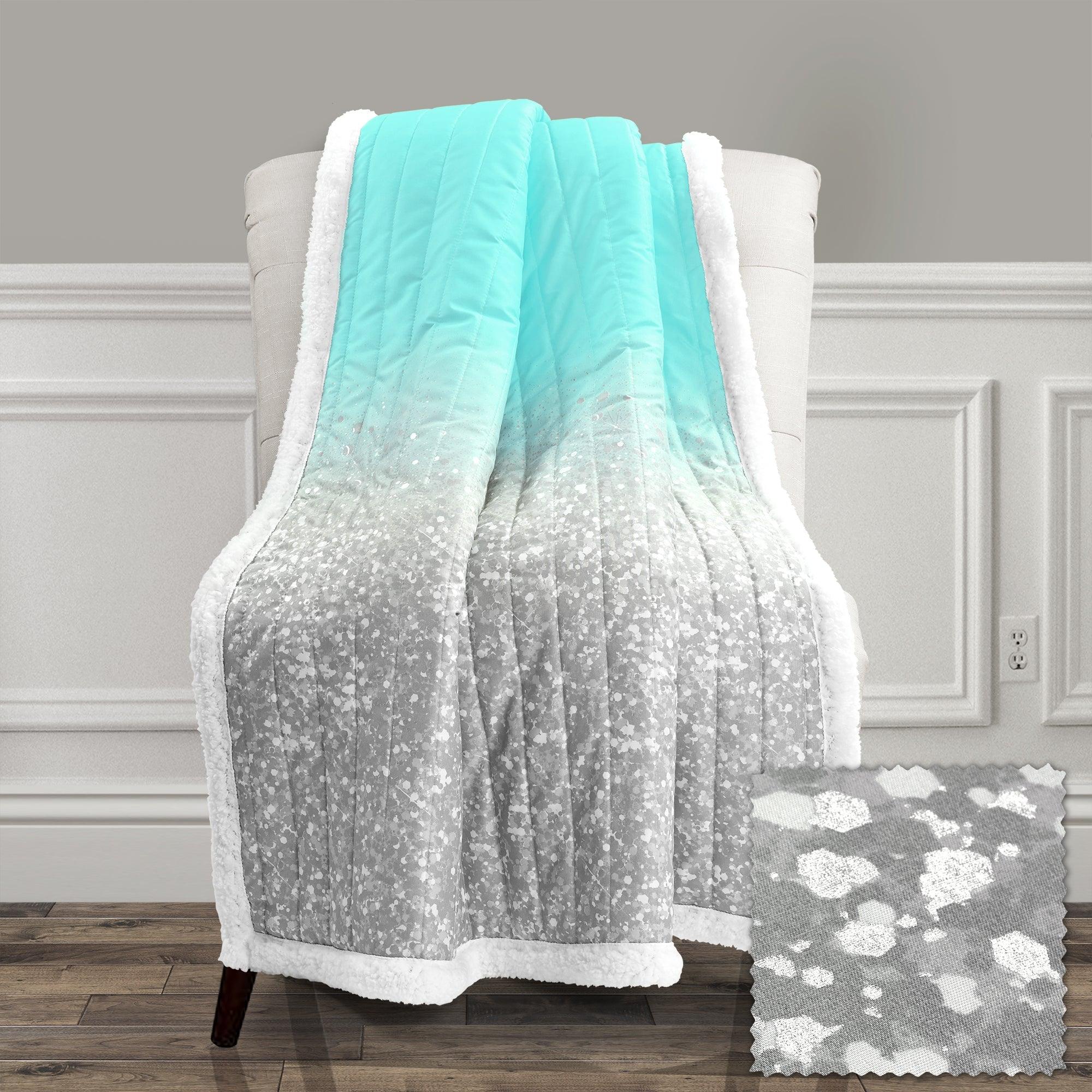 Glitter Ombre Metallic Print Sherpa Throw