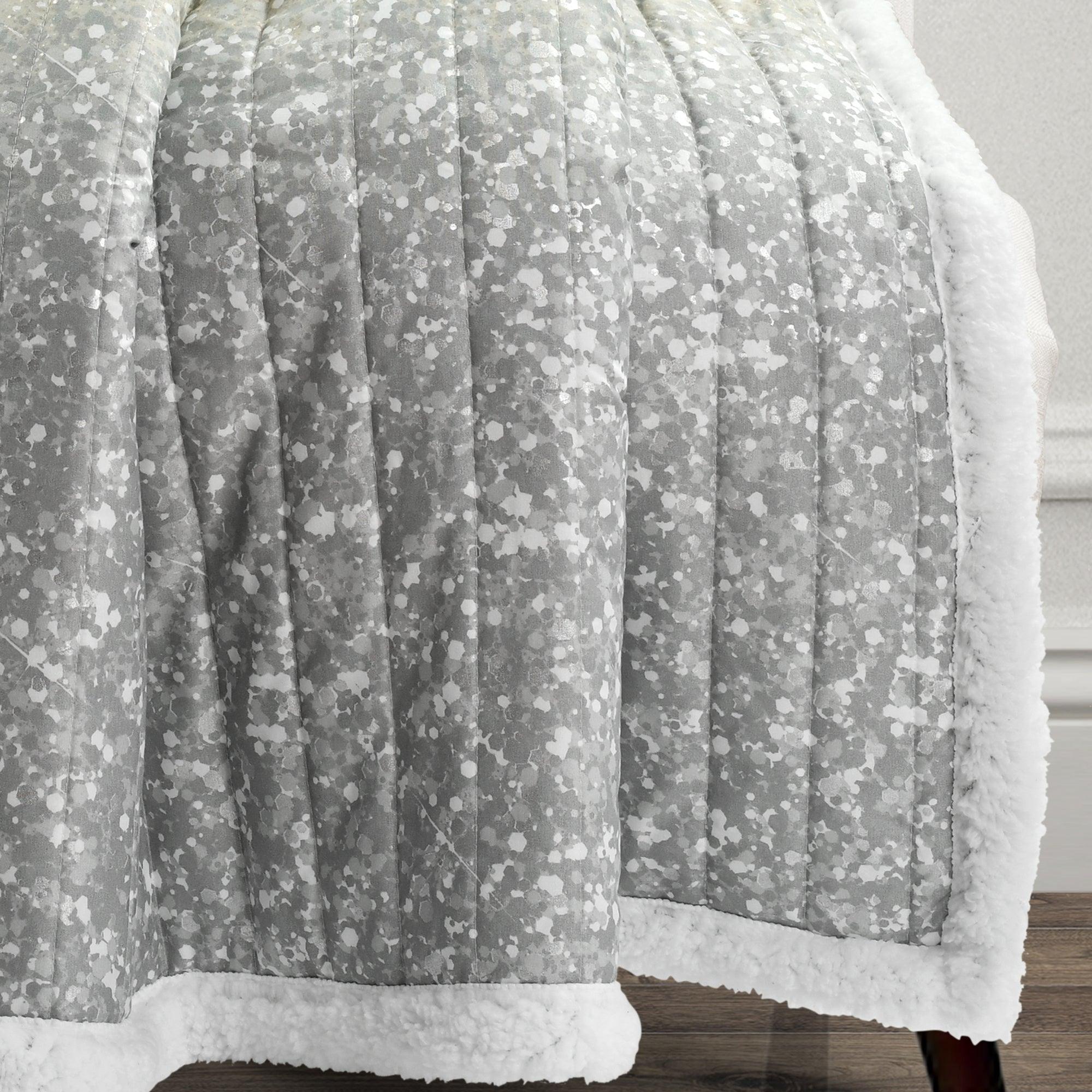 Glitter Ombre Metallic Print Sherpa Throw