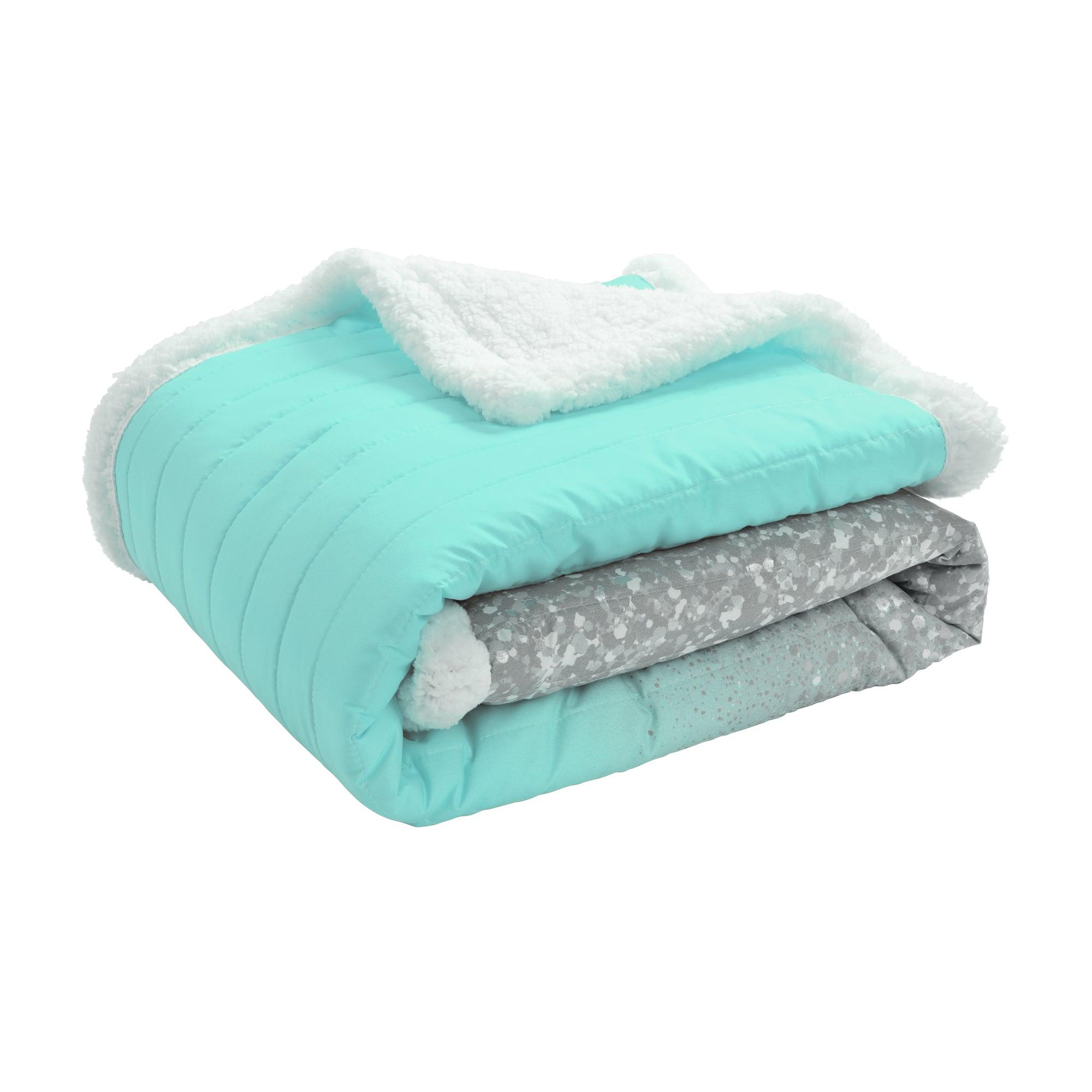 Glitter Ombre Metallic Print Sherpa Throw