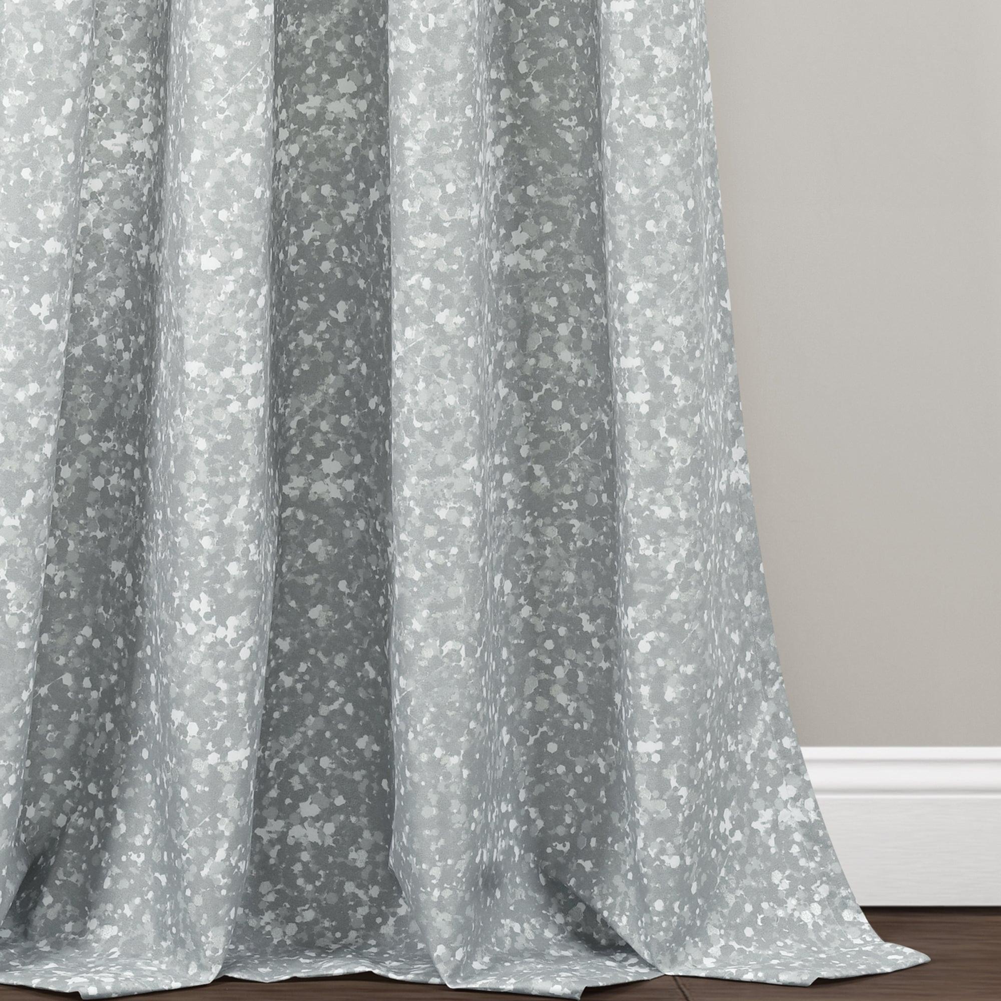 Glitter Ombre Metallic Print Window Curtain Panel Set