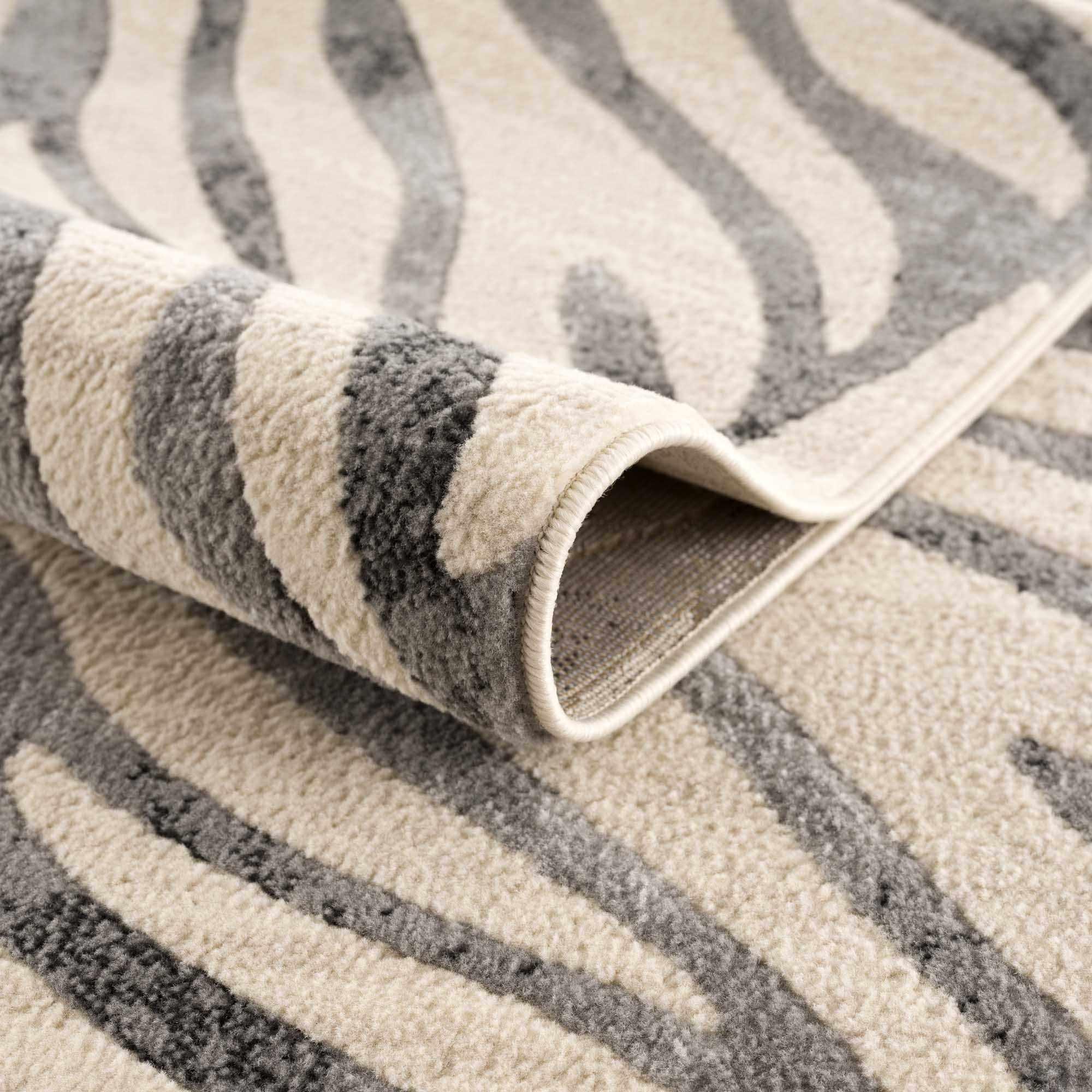 Gray Ecorse Zebra Print Area Rug