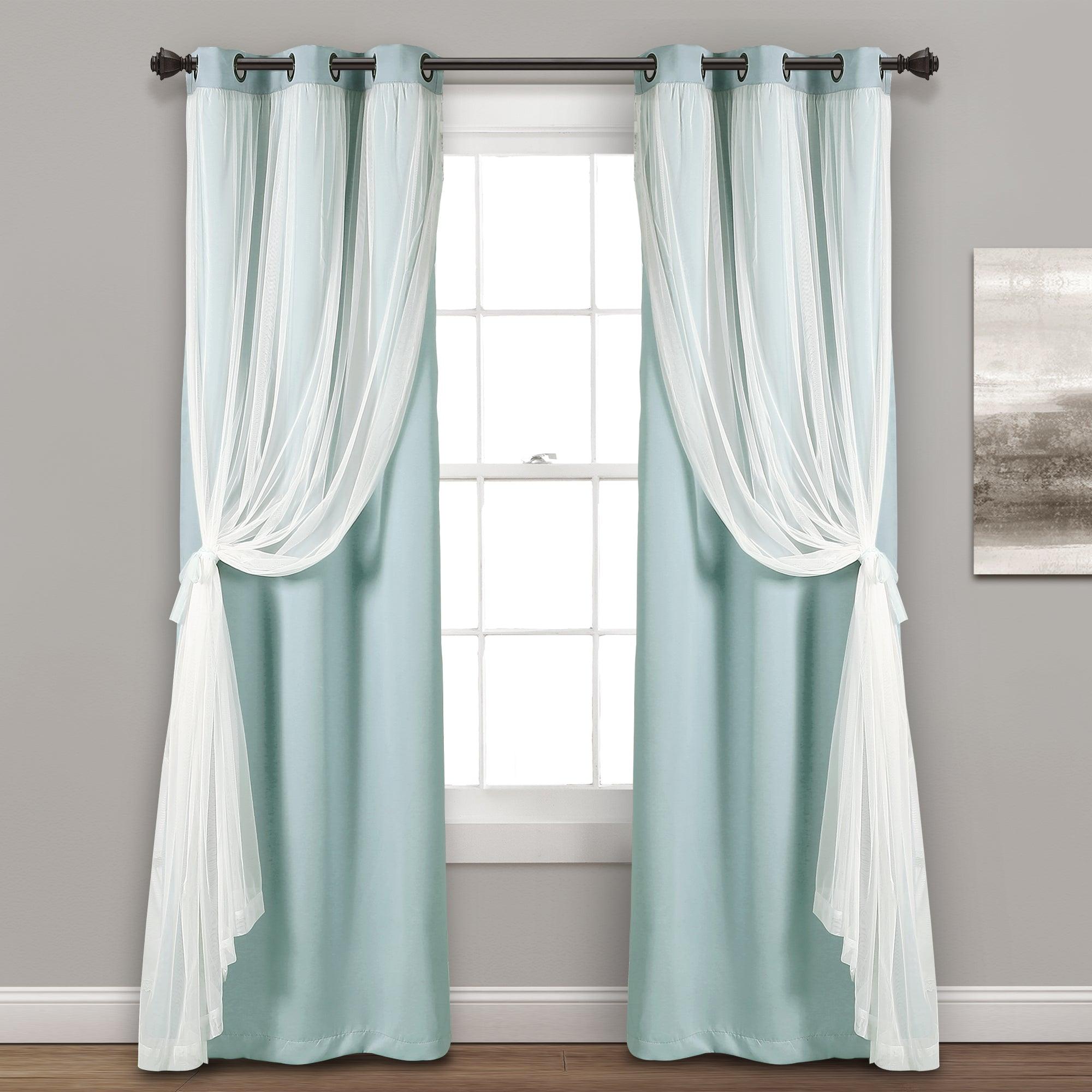 Grommet Sheer With Insulated Blackout Lining Curtain Panel Set