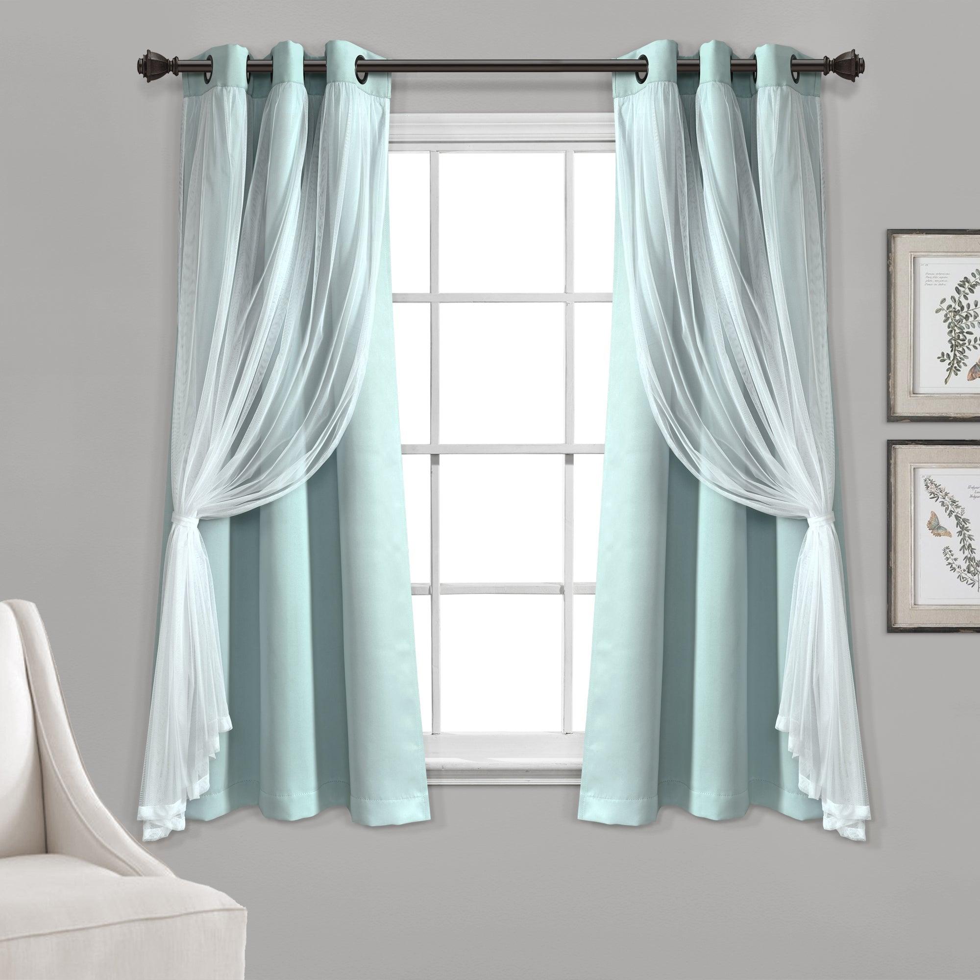 Grommet Sheer With Insulated Blackout Lining Curtain Panel Set