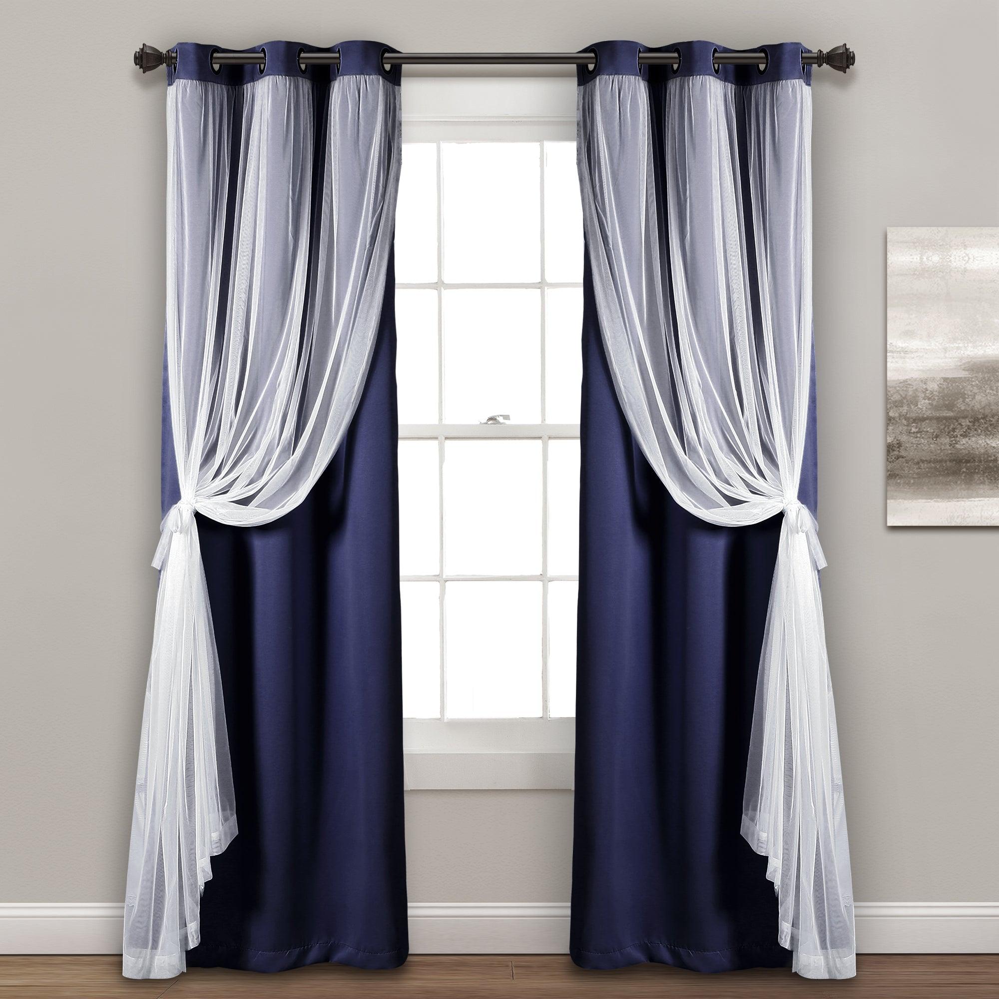 Grommet Sheer With Insulated Blackout Lining Curtain Panel Set