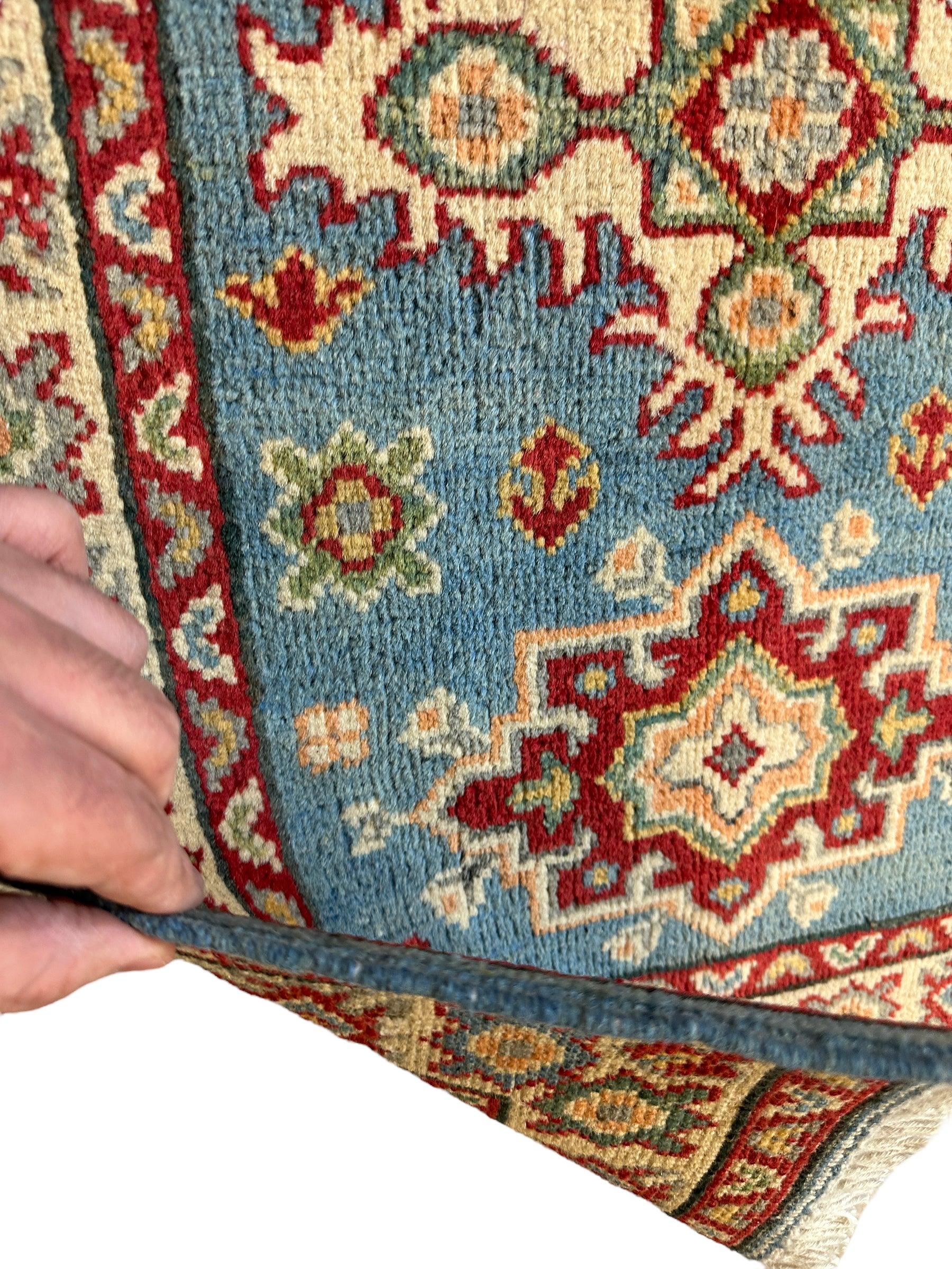 Hand-knotted Afghani Super Kazak Runner Rug 2’2” x 6’