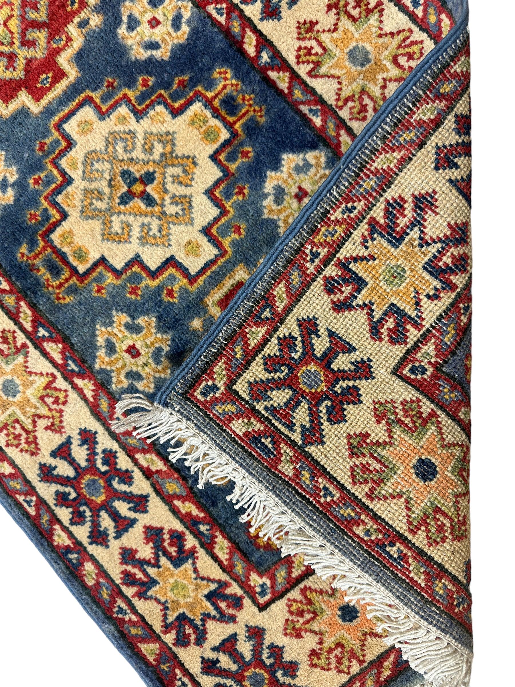 Hand-knotted Afghani Super Kazak Runner Rug 2’ x 6’