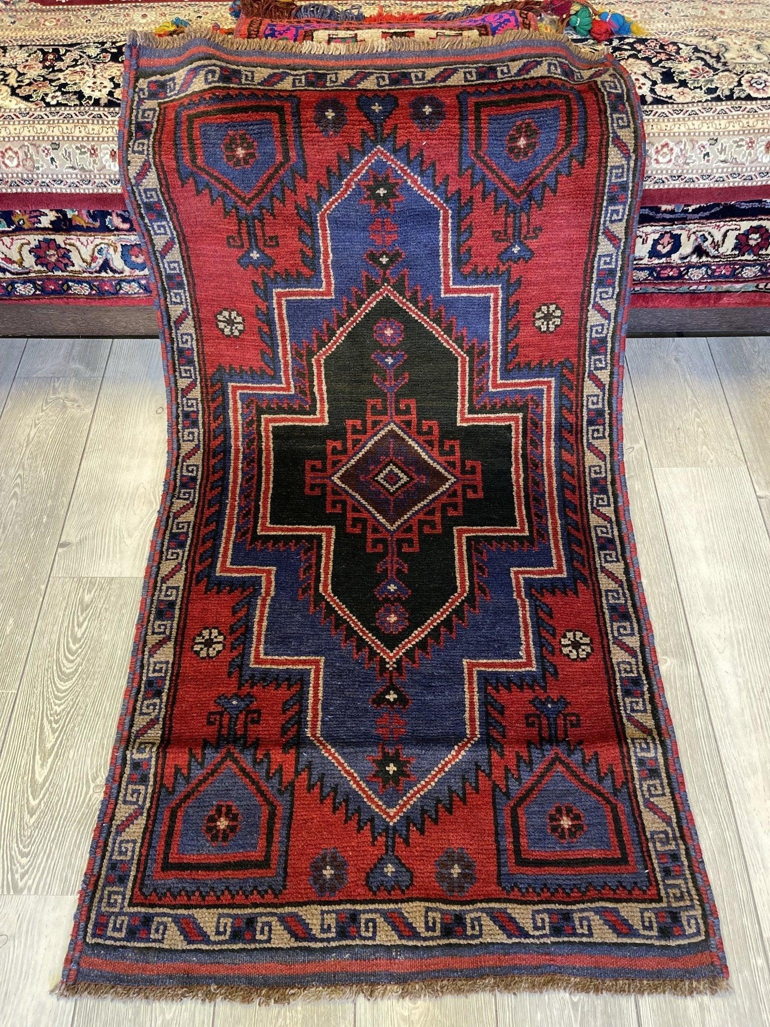 Hand Knotted Afghani Taimani Baluchi Wool Area Rug 5x3 Ft