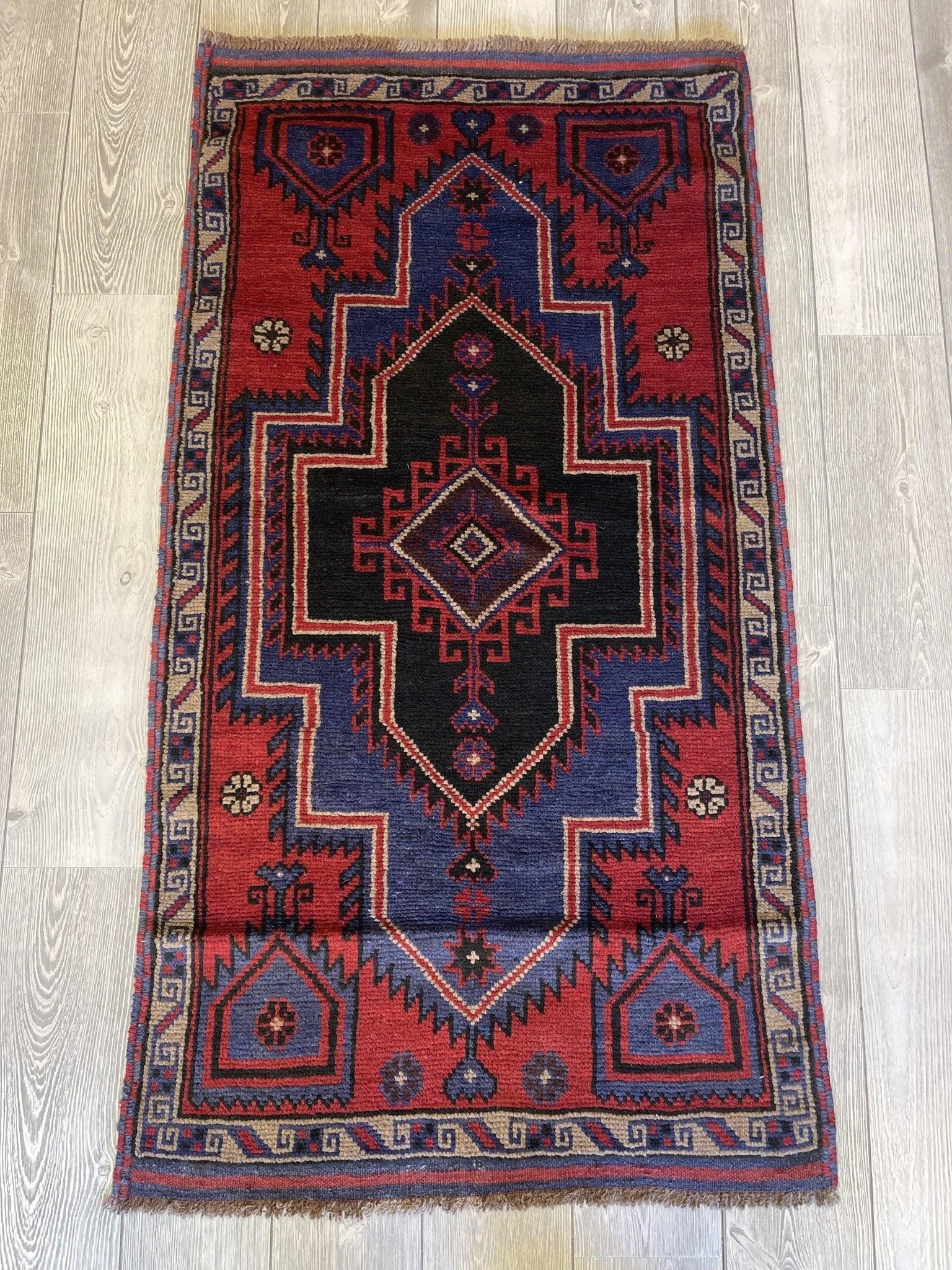 Hand Knotted Afghani Taimani Baluchi Wool Area Rug 5x3 Ft