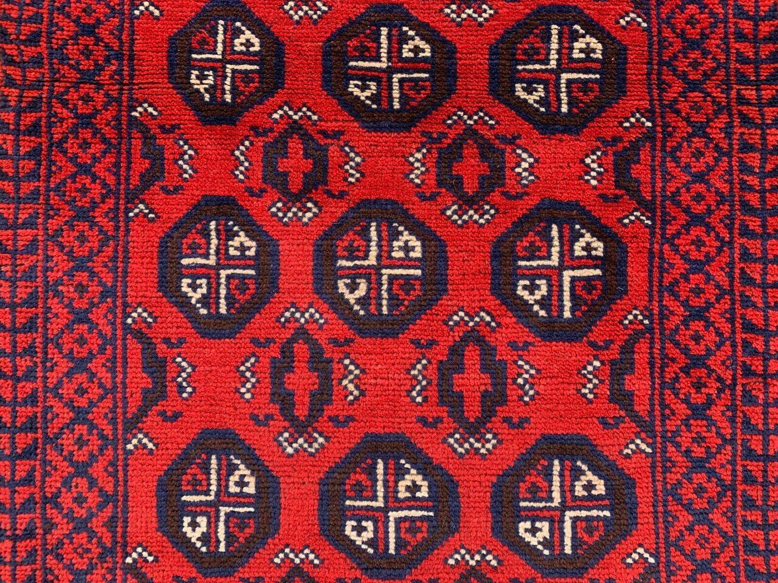 Hand Knotted Afghani Wool Baluch Runner Rug With Rug Pad 2x7 Ft