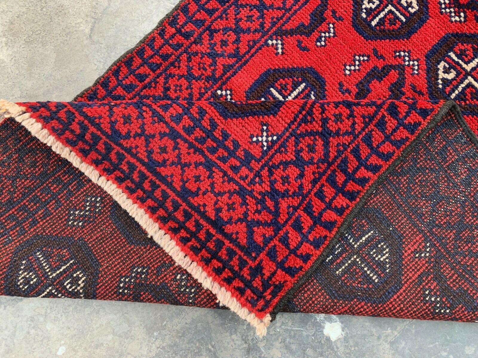 Hand Knotted Afghani Wool Baluch Runner Rug With Rug Pad 2x7 Ft