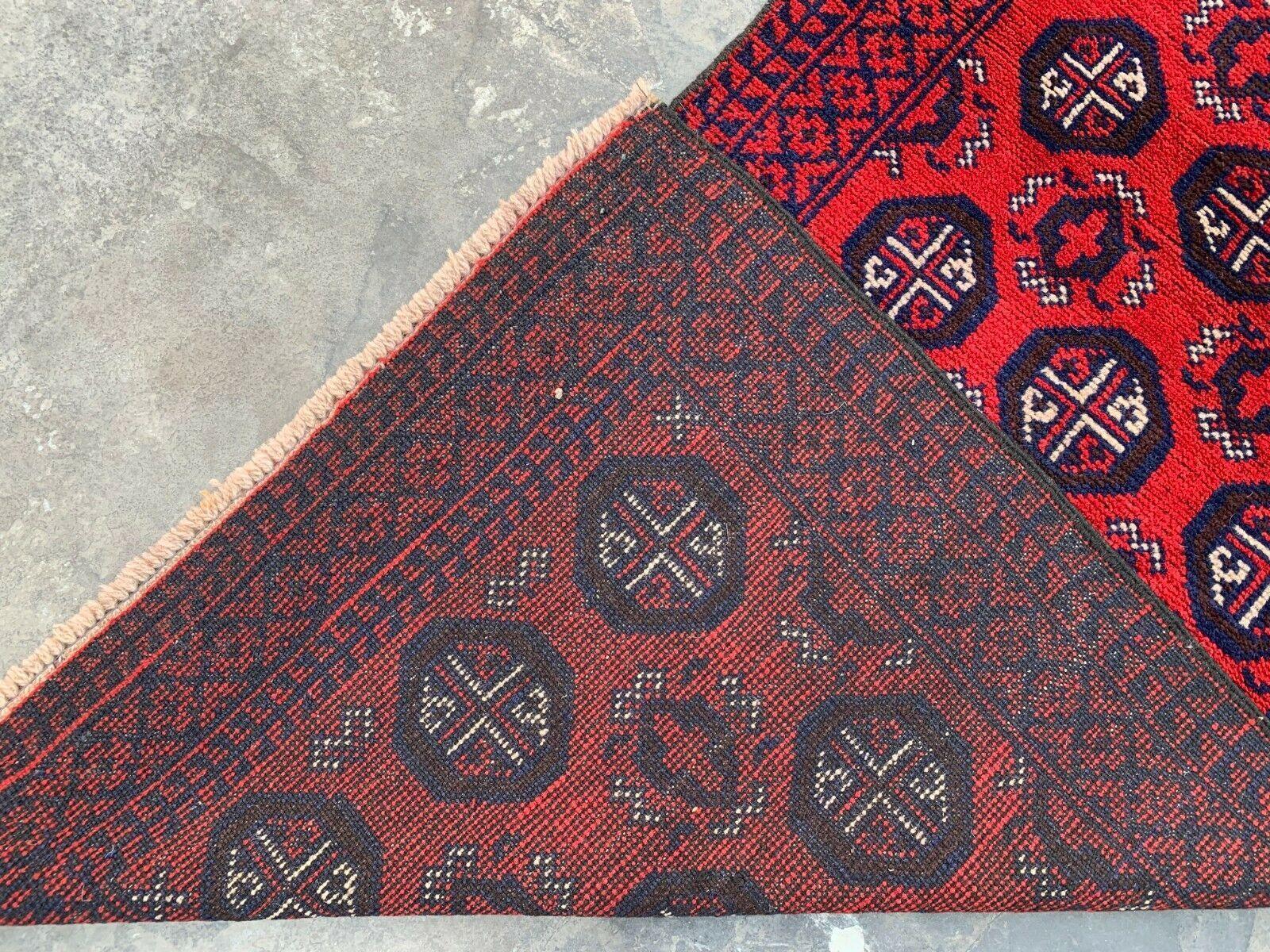 Hand Knotted Afghani Wool Baluch Runner Rug With Rug Pad 2x7 Ft