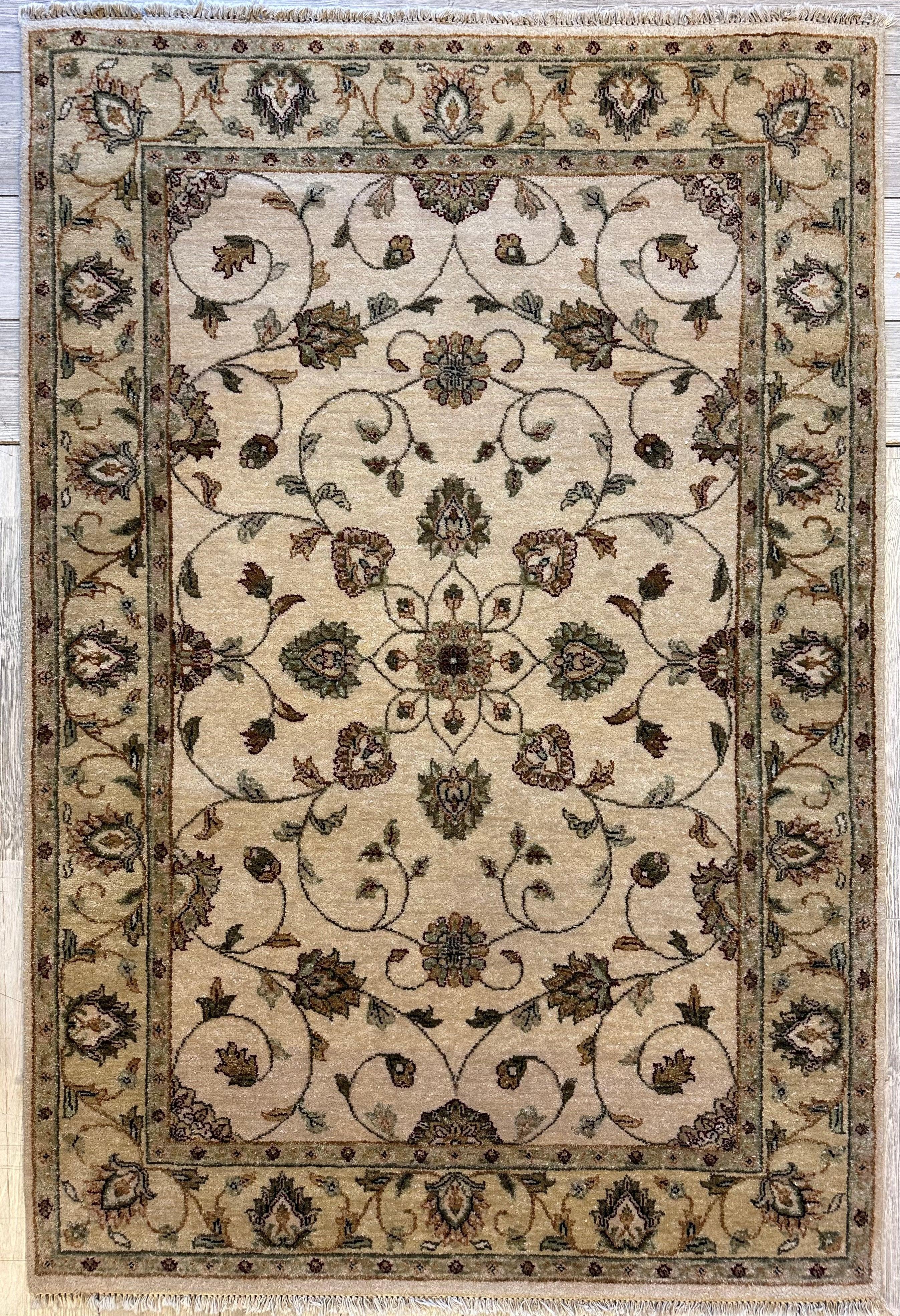 Hand-knotted Chobi Finest Cream Wool Rug 4x6