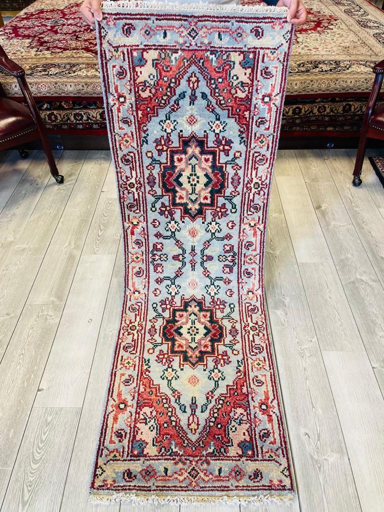 Hand Knotted Kazak Caucasian Runner Rug 2x6 Ft