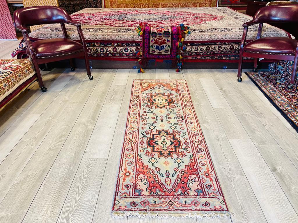 Hand Knotted Kazak Caucasian Runner Rug 2x6 Ft