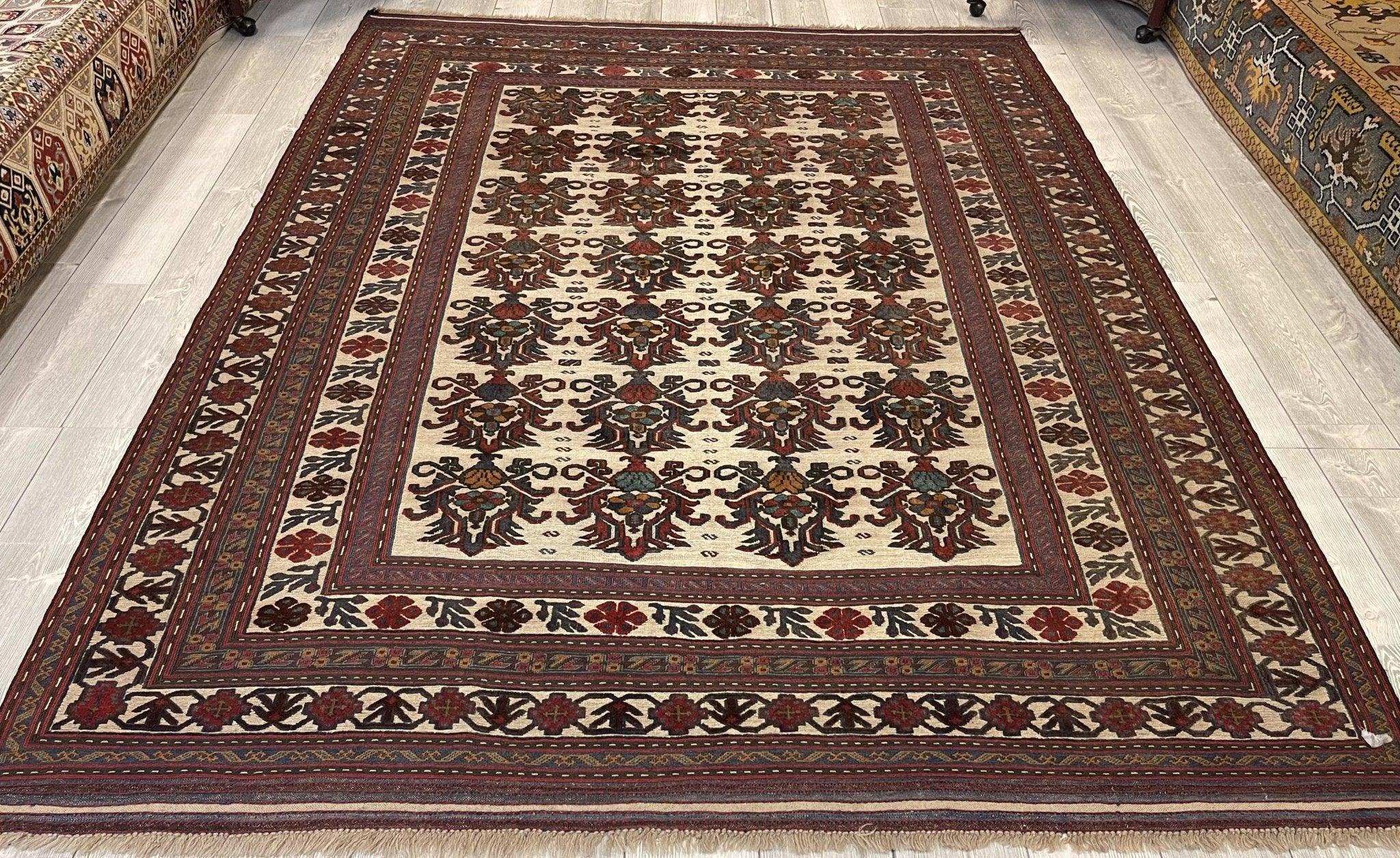 Hand-knotted Meshwani Pile+Kilim Rug 7X10