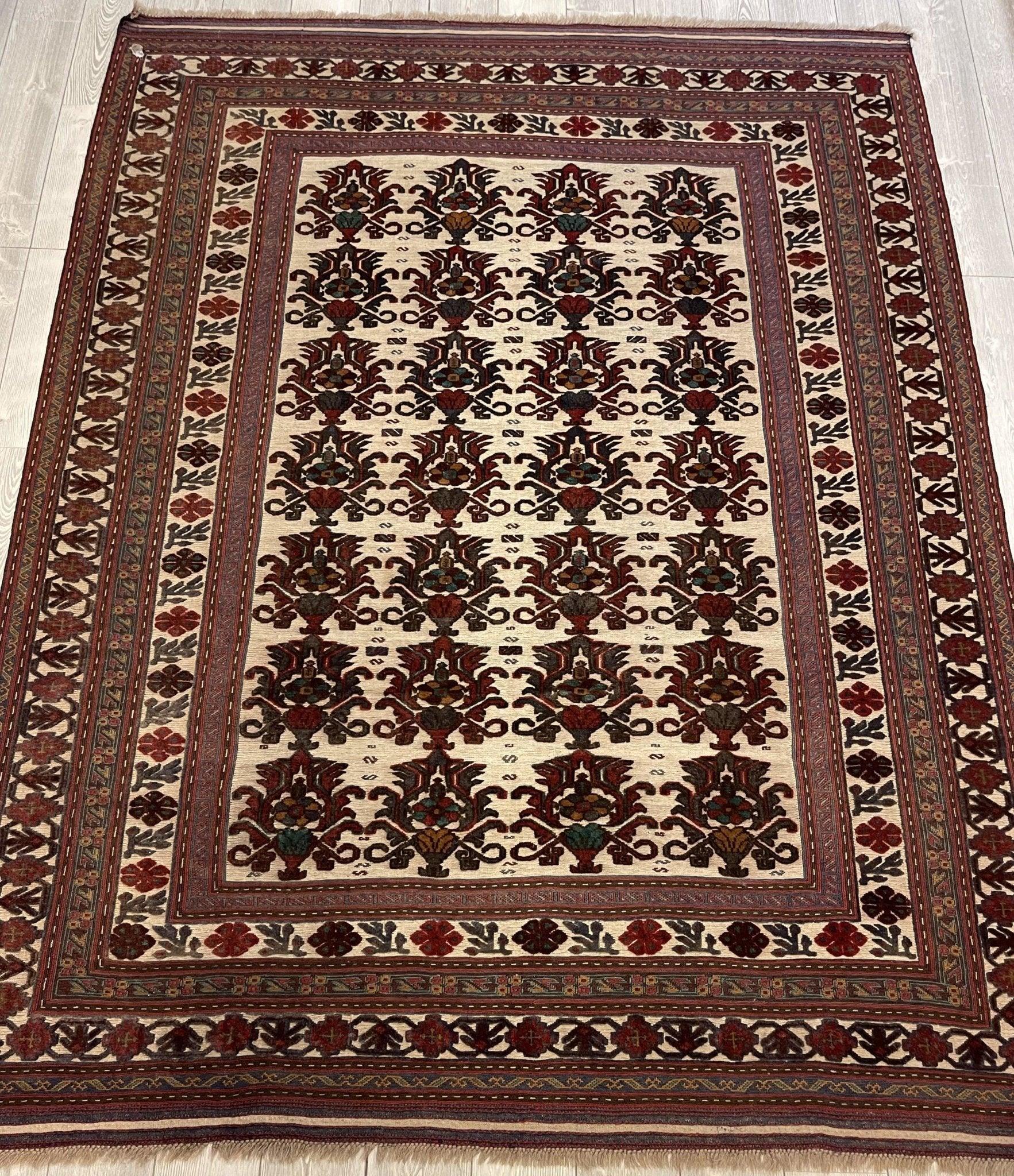 Hand-knotted Meshwani Pile+Kilim Rug 7X10