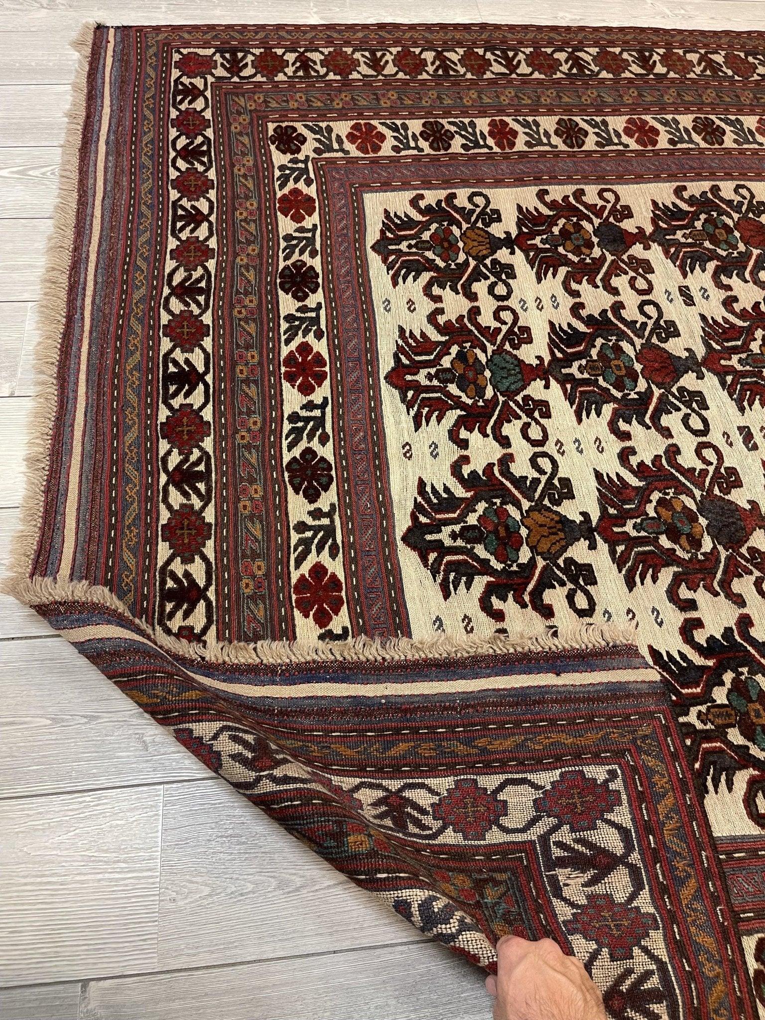 Hand-knotted Meshwani Pile+Kilim Rug 7X10