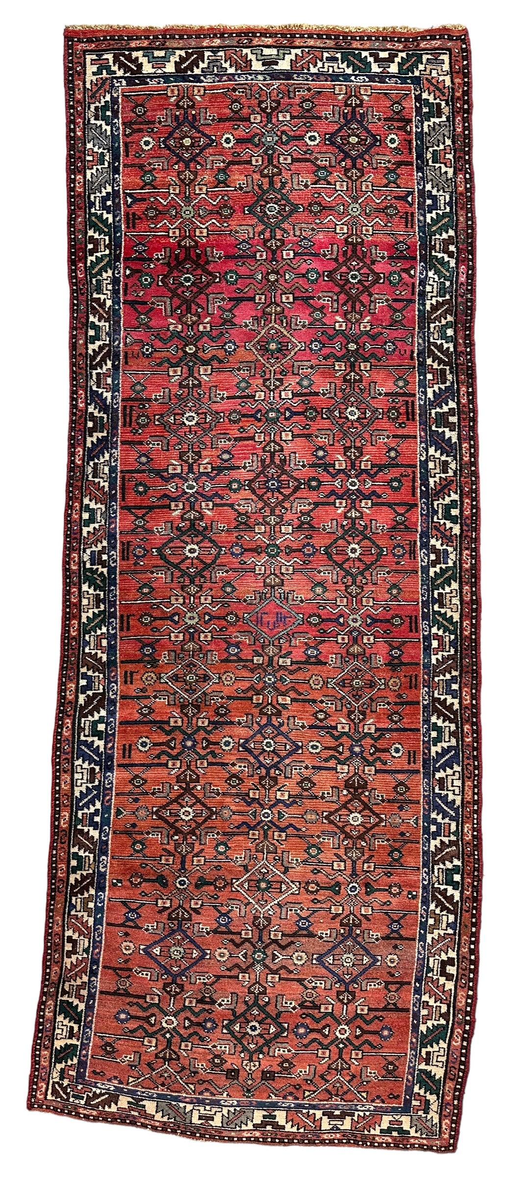 Hand Knotted Persian Hamadan Wide Runner Rug 3’6” x 9’10”